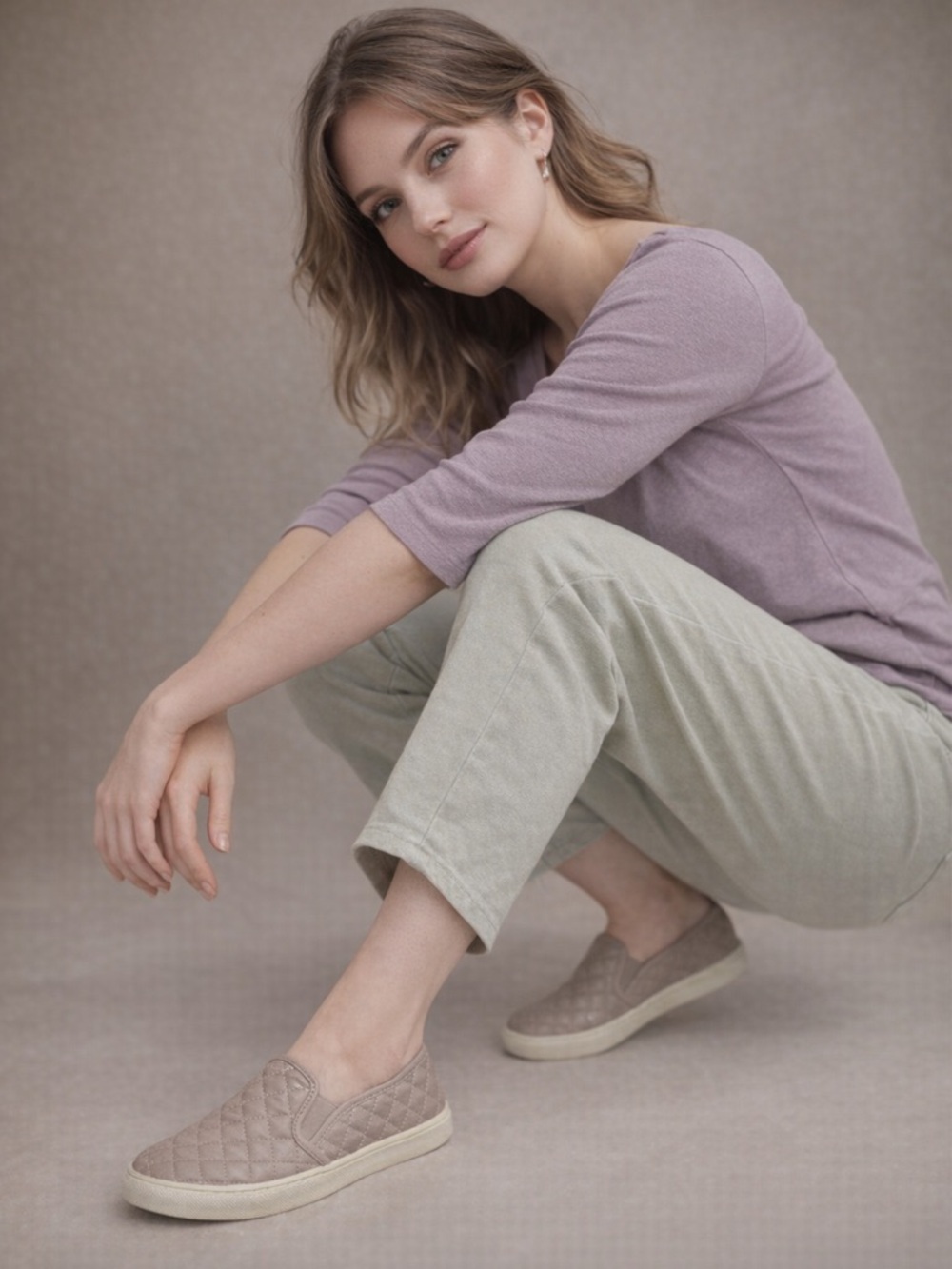Steve Madden Quilted Slip-On Sneakers in Taupe